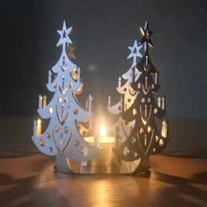 Bougeoir festif de Noël en inox – Épaisseur 1,5 mm – À plier soi-même
