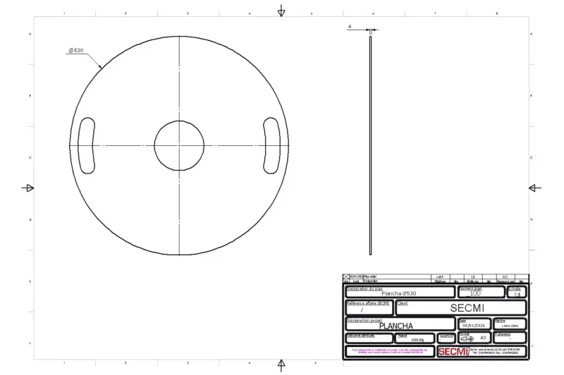 Plancha ronde en inox 304L, épaisseur 4 mm – Image 2